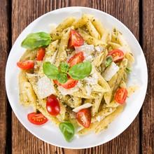 Tomato Zucchini Penne with Pesto